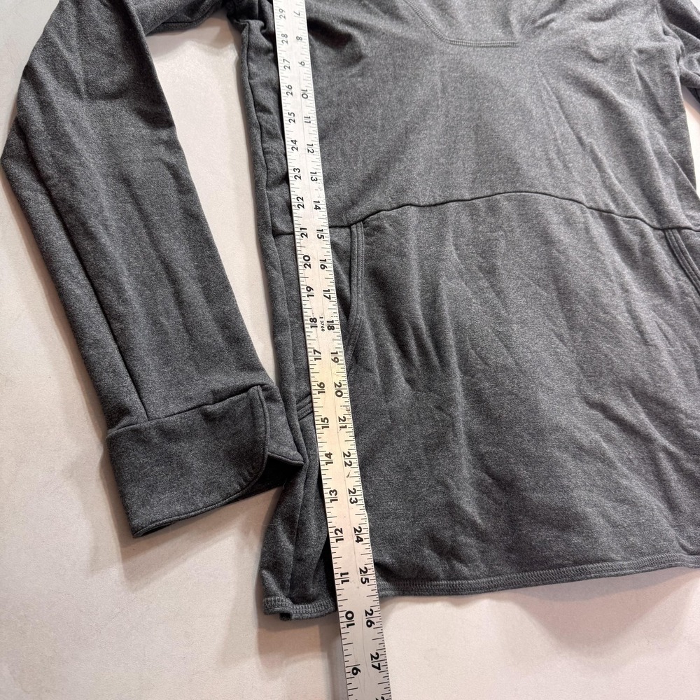 DESO Hoodie Womens Large Gray Lightweight Pullover Longline Wrap Hem Made USA - Picture 2 of 9
